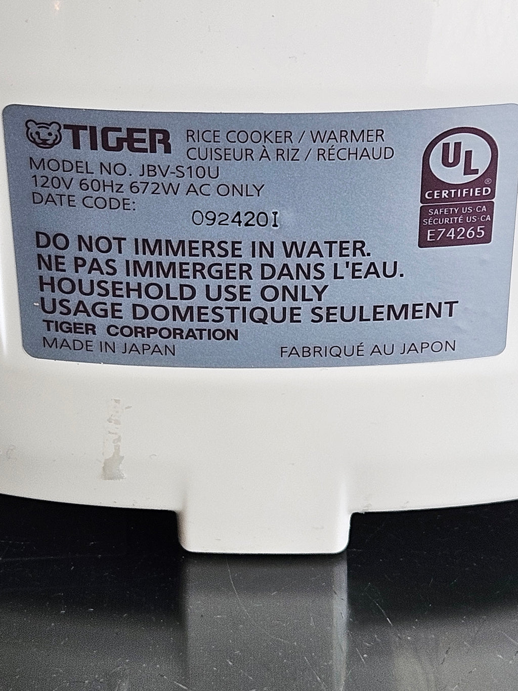 Tiger JBV-S10U Micom Rice Cooker