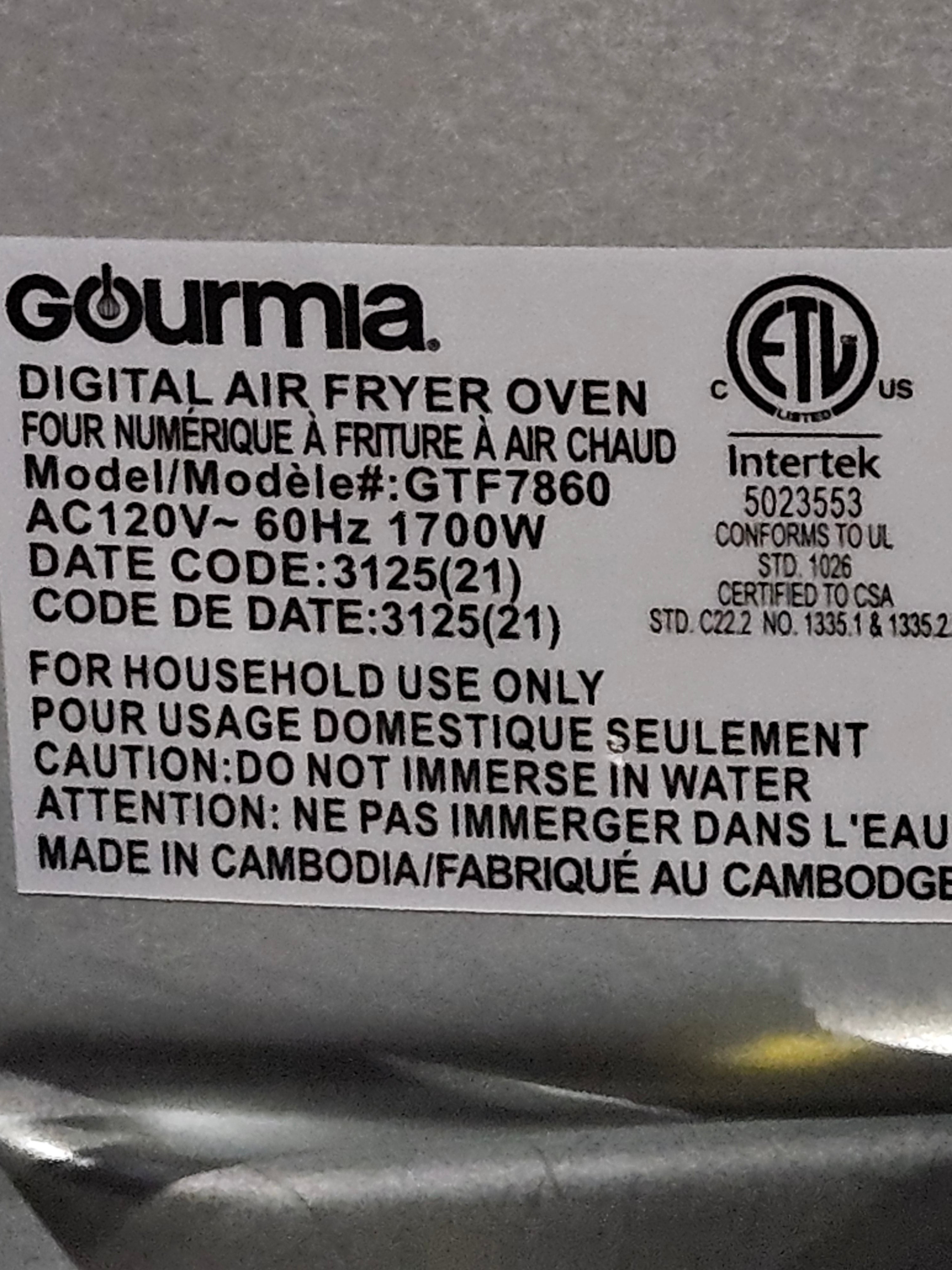 Gourmia XL Digital Air Fryer Oven with French Doors