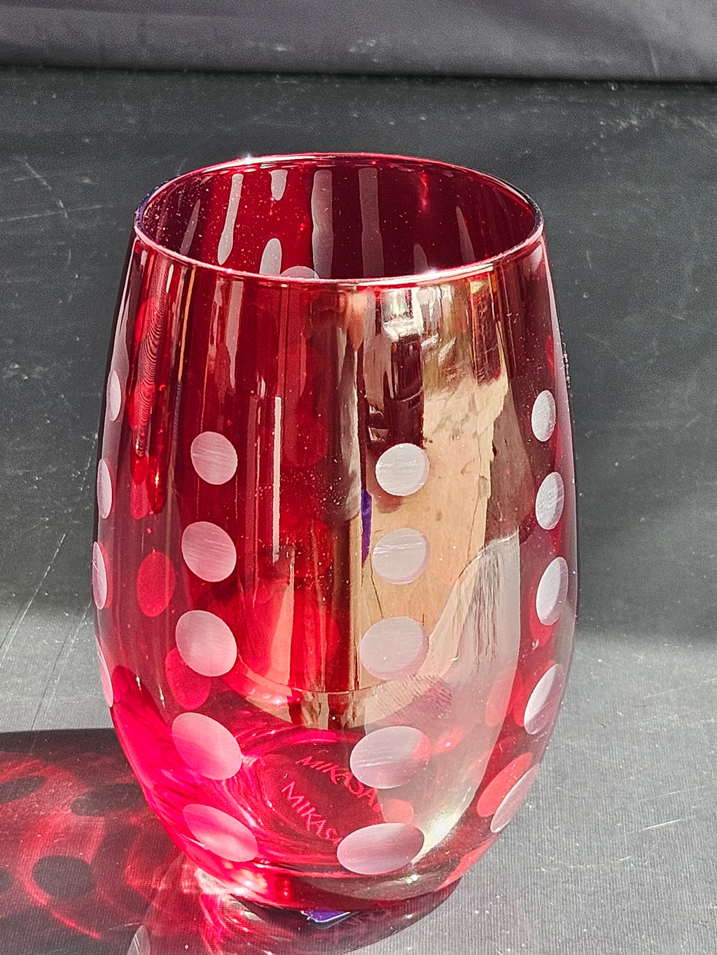 Mikasa Cheers Set of 4 Ruby Stemless Wine Glasses