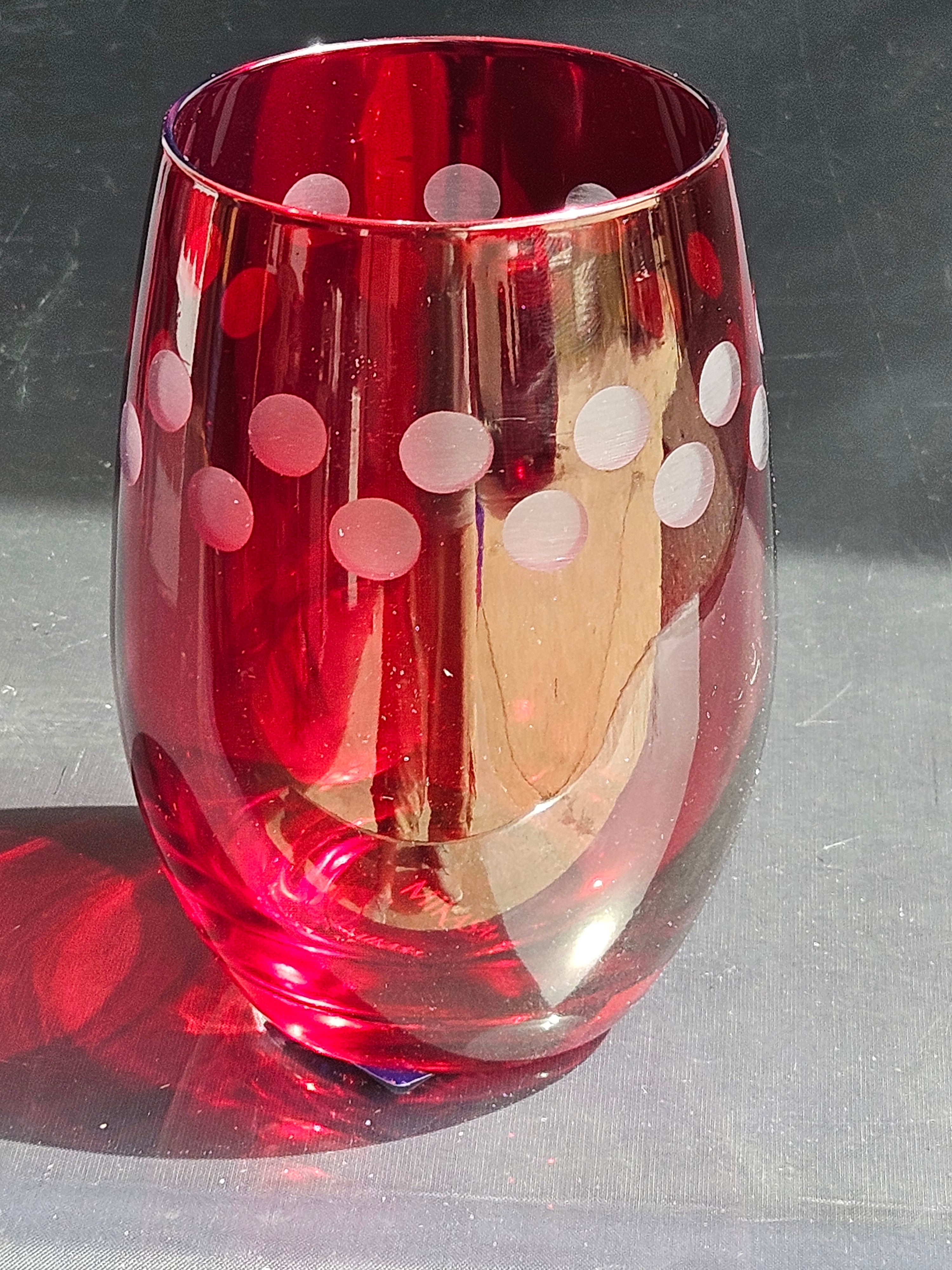 Mikasa Cheers Set of 4 Ruby Stemless Wine Glasses