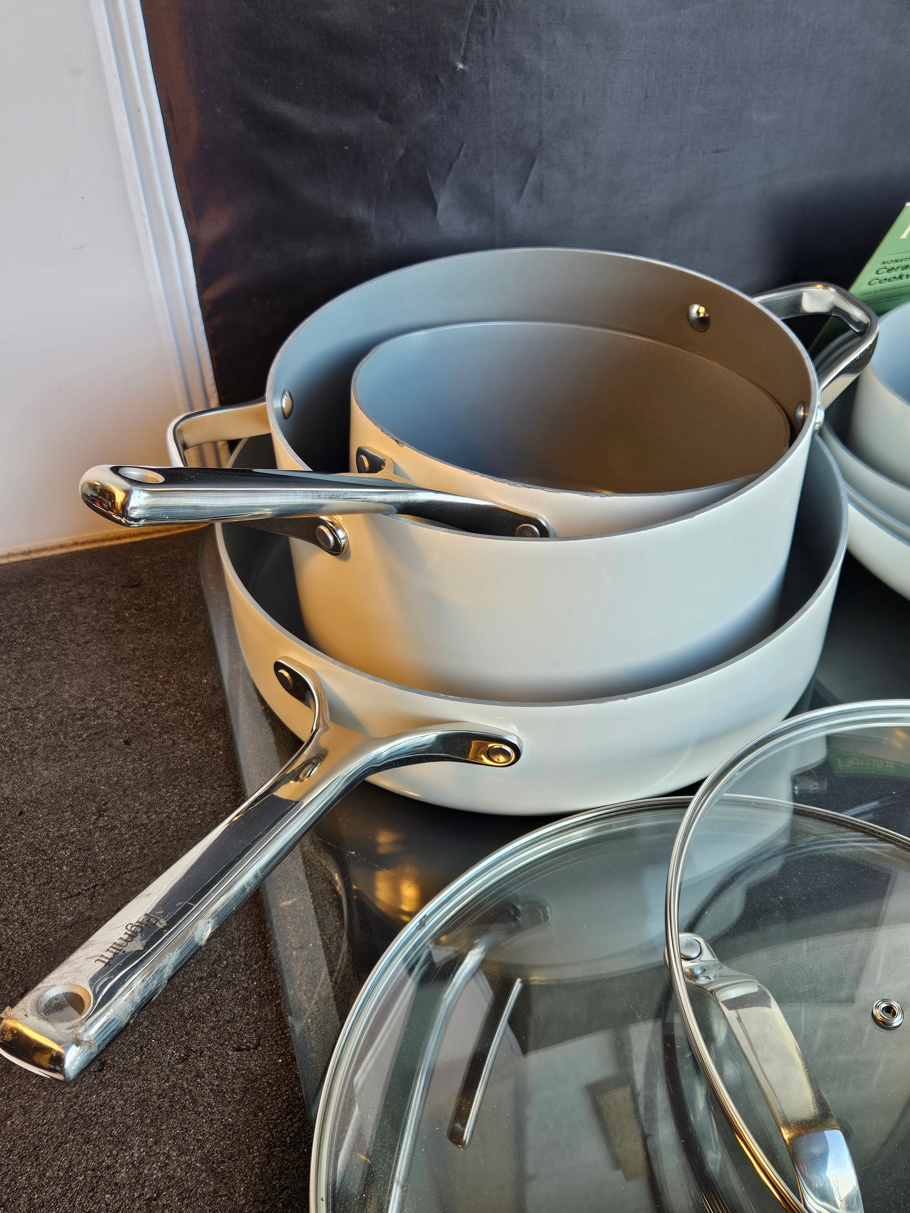 Figmint 12-Piece Nonstick Ceramic Coated Aluminum Cookware Set in Cream