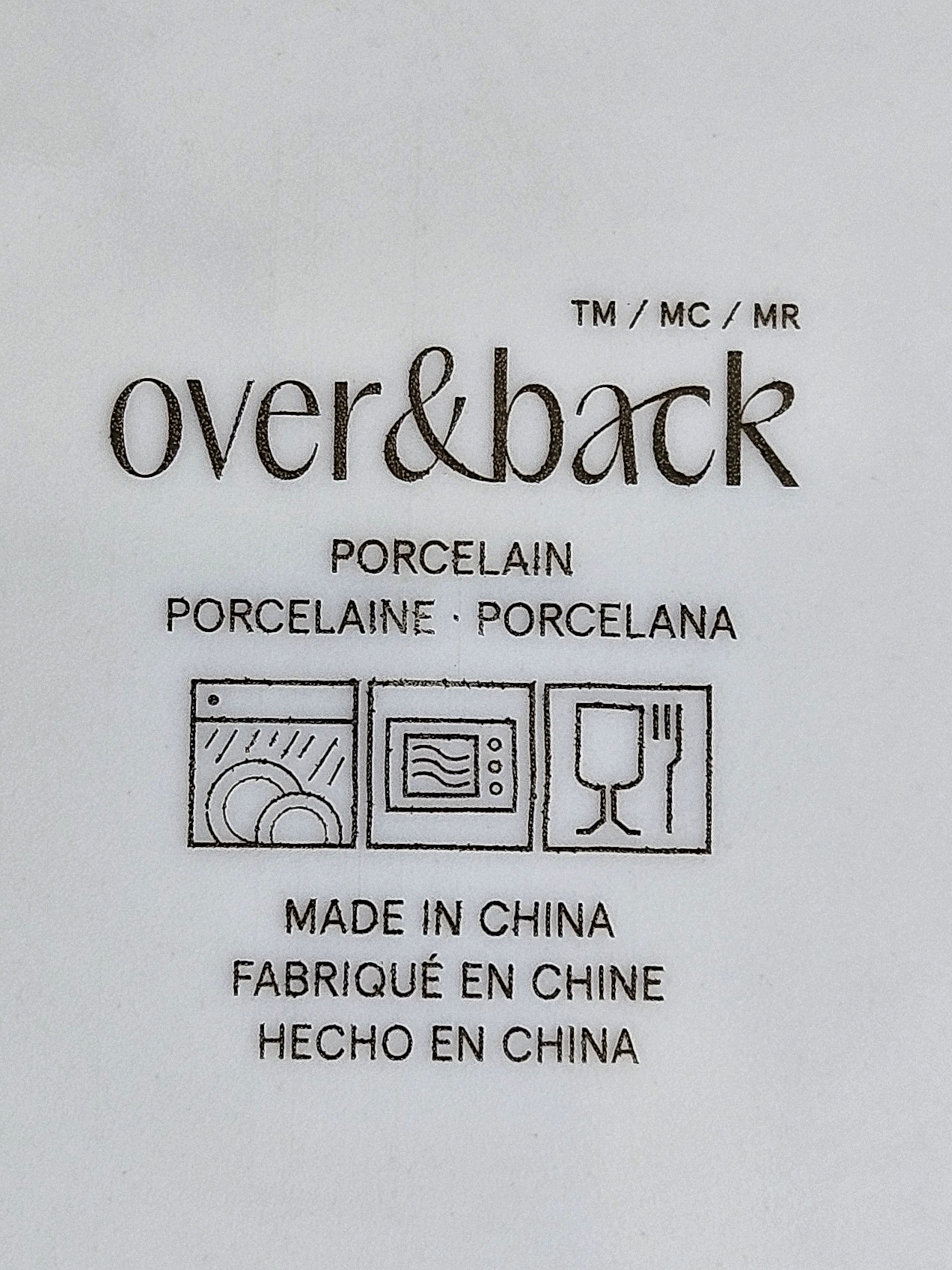 Over & Back Rimmed 12-piece Glossy Porcelain Dinnerware Set