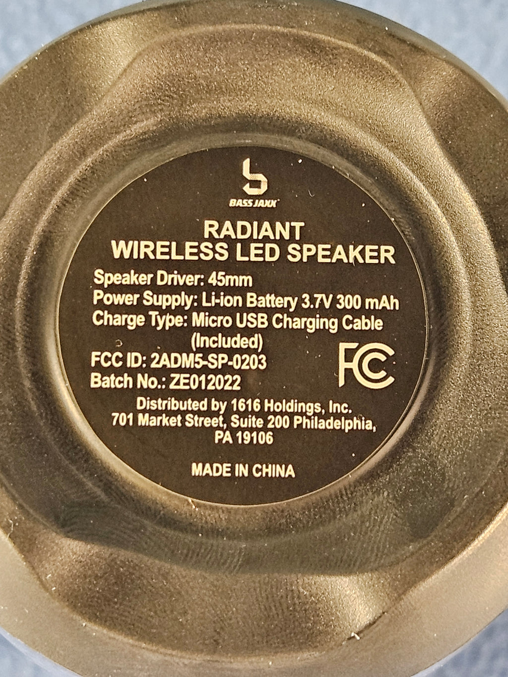 Bass Jaxx Radiant Wireless LED Speaker
