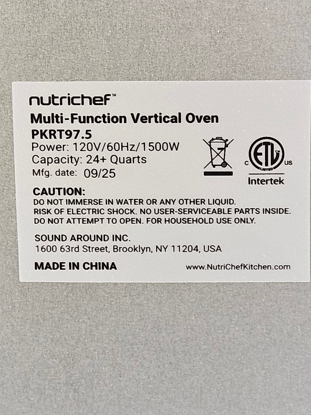NutriChef Kitchen Multi-Function Vertical Oven
