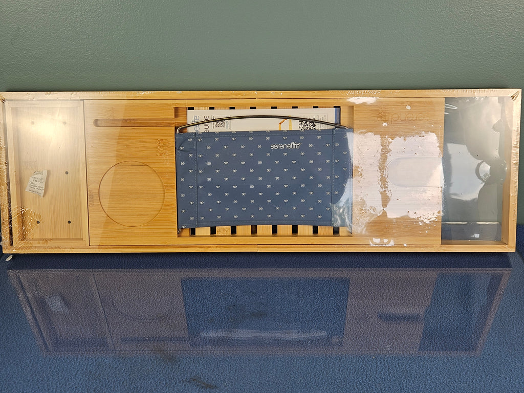 SereneLife Premium Bamboo Bathtub Tray Caddy