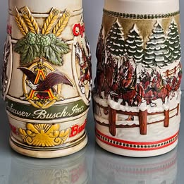 Vintage Holiday Series Budweiser Clydesdale Beer Stein Set