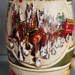 Vintage Holiday Series Budweiser Clydesdale Beer Stein Set