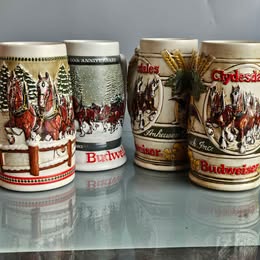 Vintage Holiday Series Budweiser Clydesdale Beer Stein Set