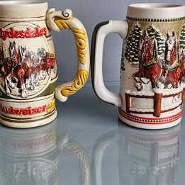 Vintage Holiday Series Budweiser Clydesdale Beer Stein Set