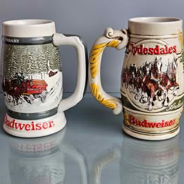 Vintage Holiday Series Budweiser Clydesdale Beer Stein Set