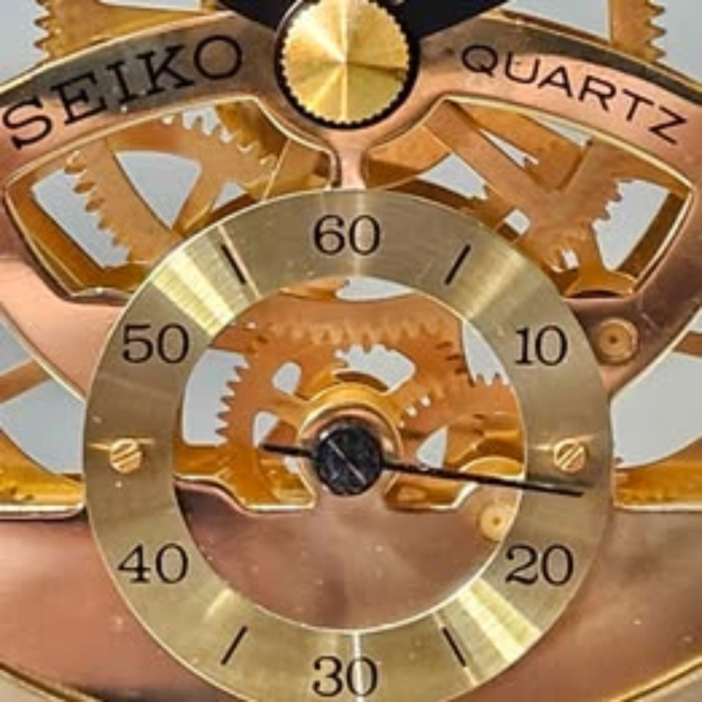 Vintage Seiko Quartz Glass Dome Skeleton Mantel Clock