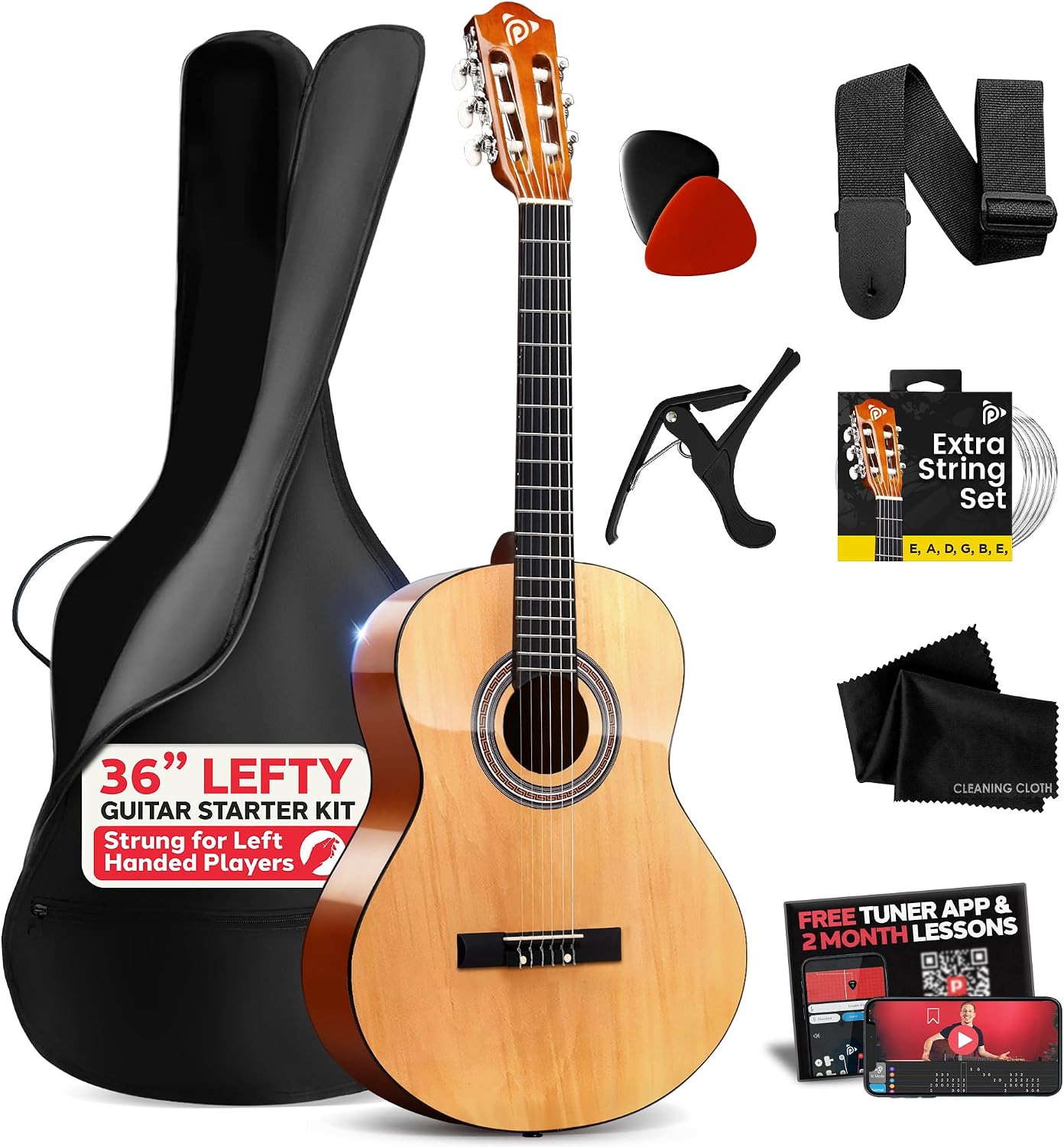 Pyle 3/4 Size 6-String Beginner Acoustic Guitar Kit