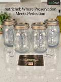 NutriChef Glass Mason Jars - Set of 4