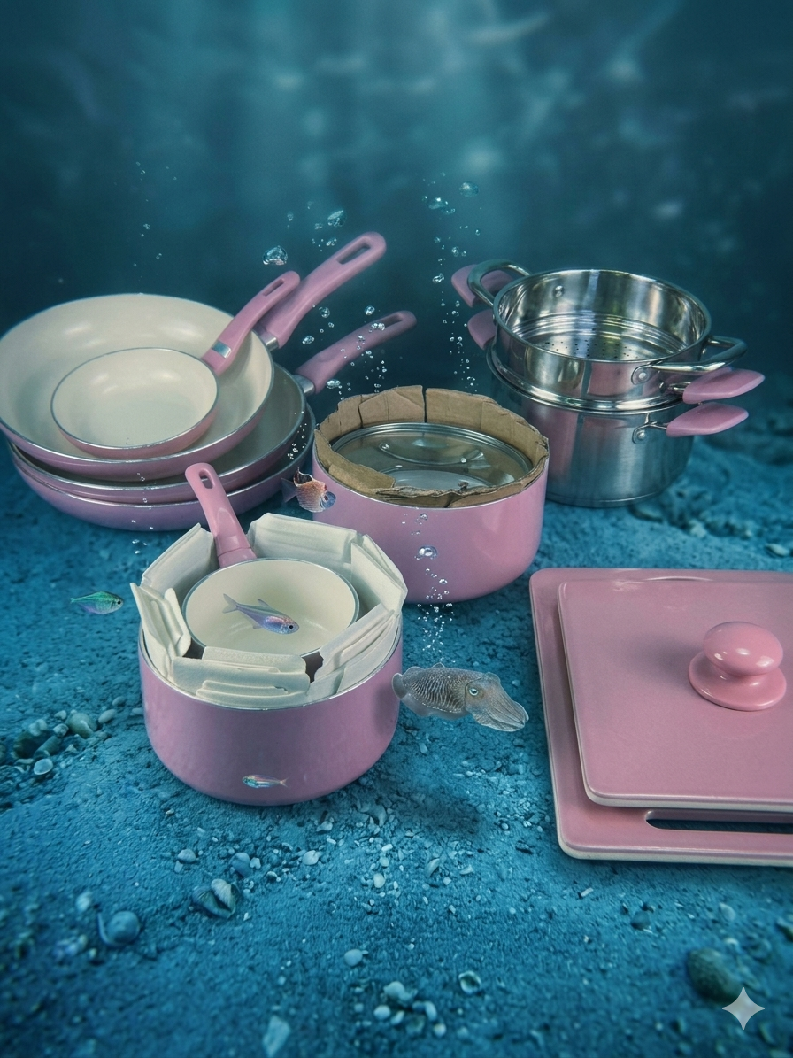 NutriChef 34-Piece Complete Kitchen Set – Pink Ceramic Cookware, Bakeware & Accessories